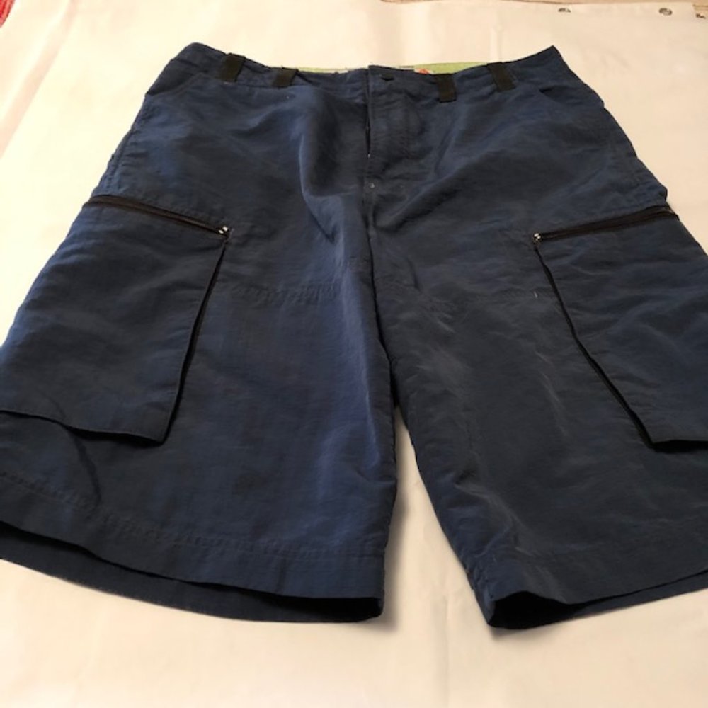 AMAX UTILITY BROADCLOTH CARGO SHORTS NAVY WAIST 34